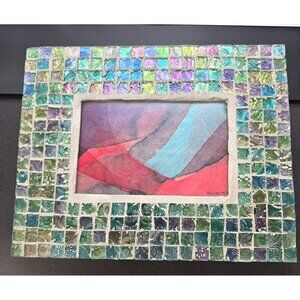 Mosaic Glass Picture Frame With Abstract Watercolor Art By Leif Sylvester je170